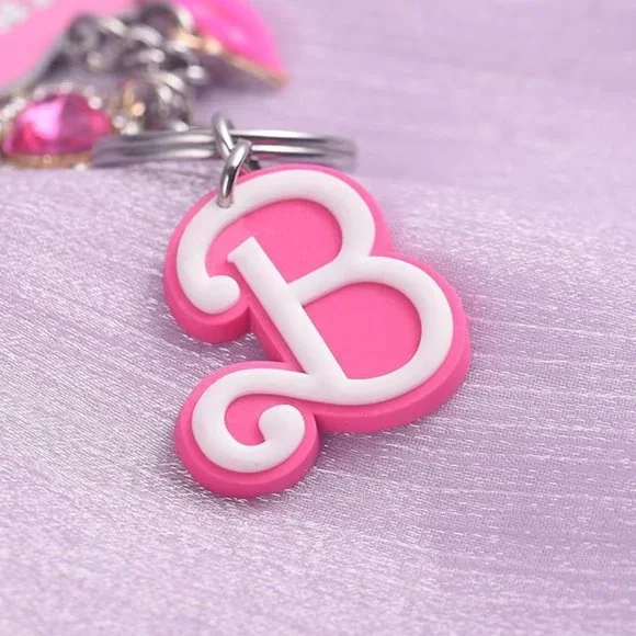 💕NWT Hot Pink Rhinestone Heart KEYCHAIN With Charms BARBIE Halloween Cos… - Picture 4 of 6